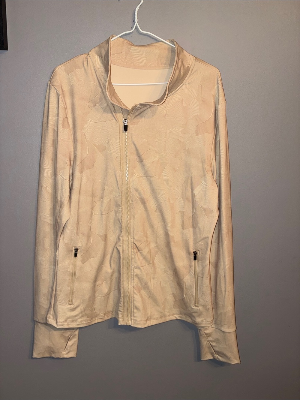ZYIA Cream Patterned Zip-Up Workout Jacket